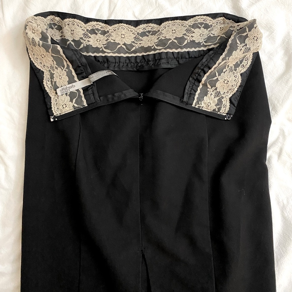 Charlotte Russe Y2K Inspired Black Pencil Skirt w/ slit and lace detailing